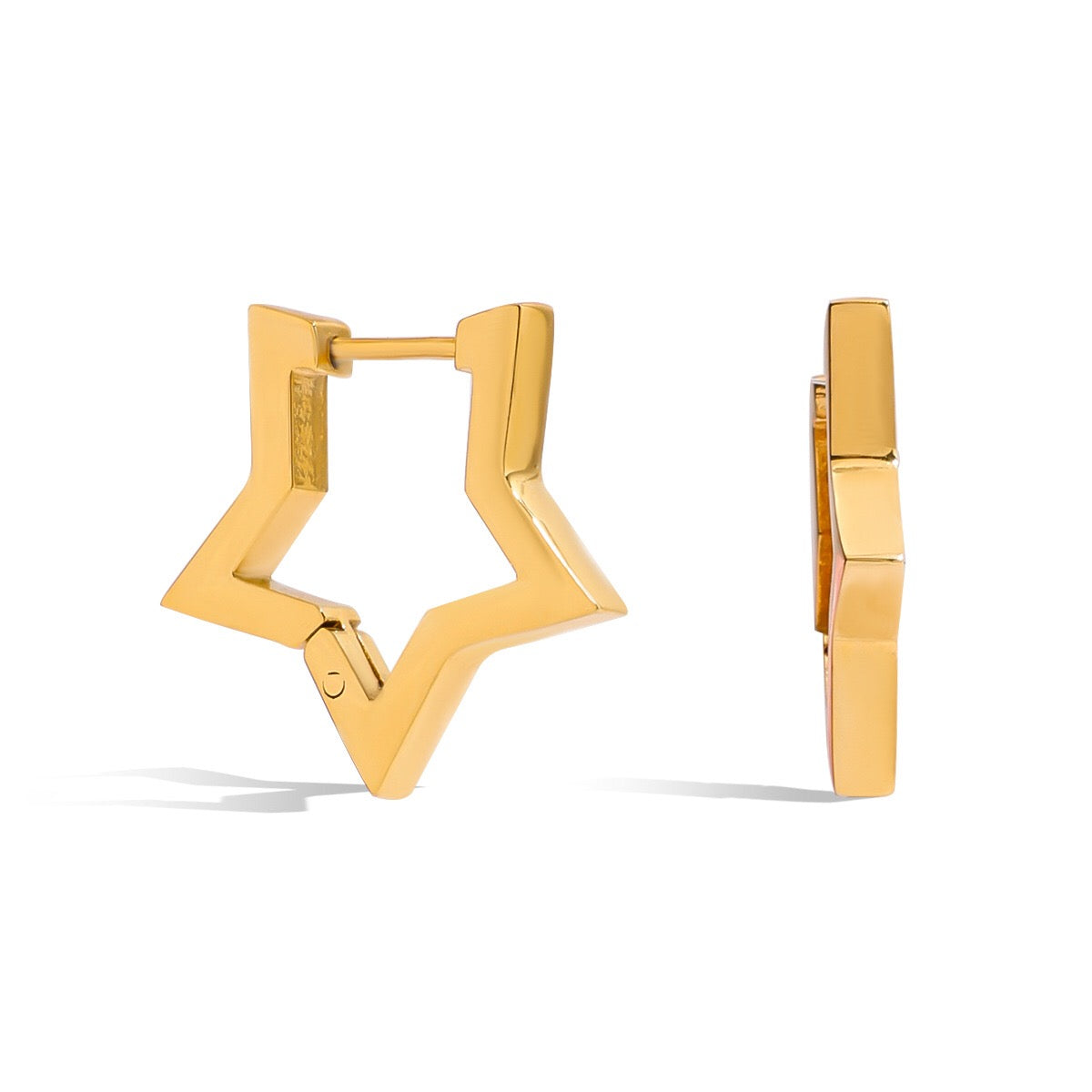 18K Gold Sweetheart Star Heart Small Hoop Huggie Earrings