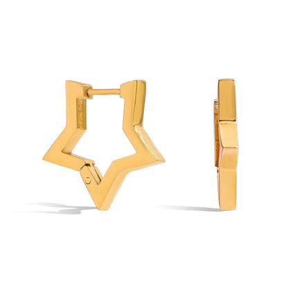 18K Gold Sweetheart Star Heart Small Hoop Huggie Earrings