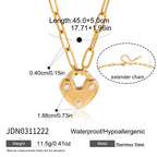 18K Gold Heart Keeper Pendant Paperclip Herringbone Snake Chain Layered Necklace Set