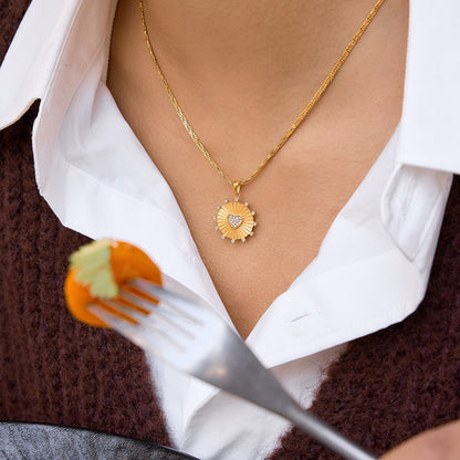 18K Gold Scarlet Love Red Heart Pendant Necklace