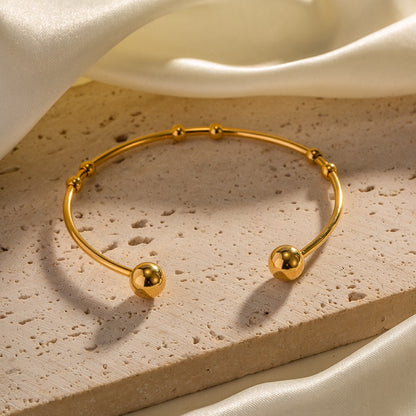 18K Gold Floating Beades Stacking Cuff Bangle Bracelet