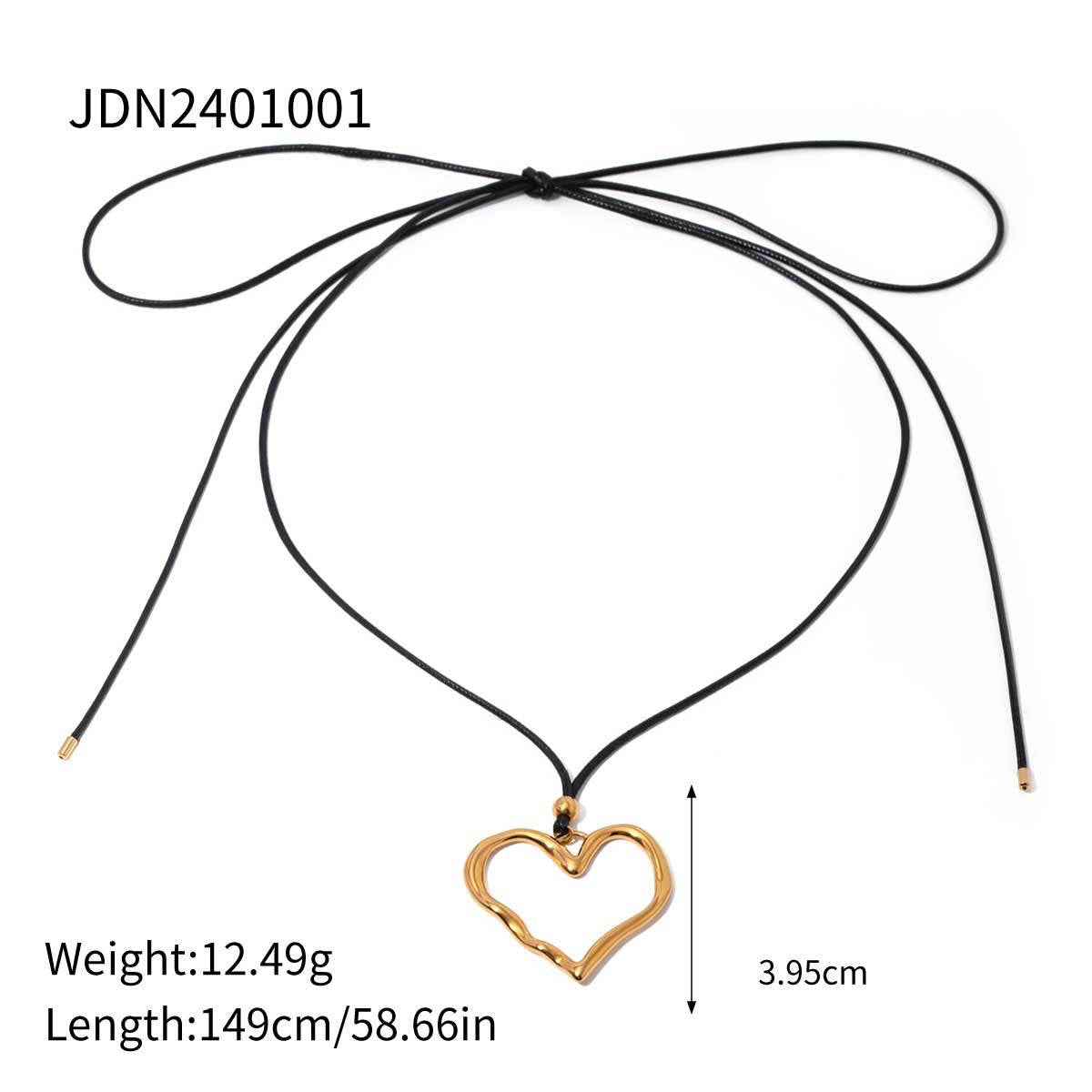 18K Gold Heart Statement  Pendant Rope Necklace