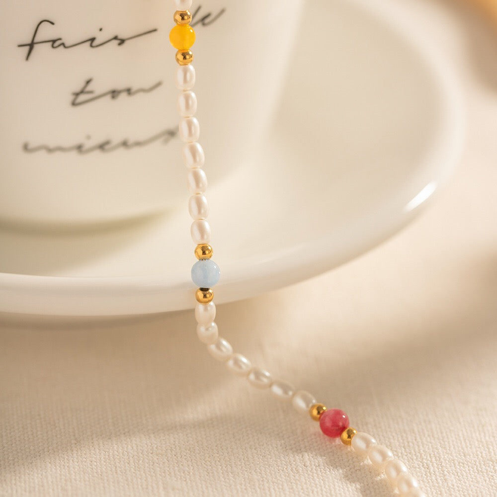 18K Gold Happy Hour Pearl Chain Dainty Anklet