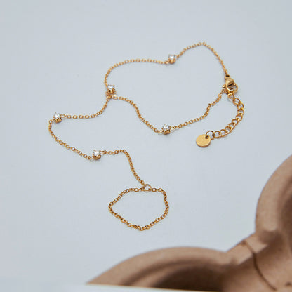 18K Gold Waterproof Starry Bling Dainty Hand Jewelry Chain Bracelet