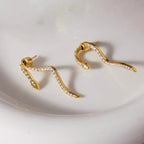 18K Gold Snake Ear Cuff & Stud Earrings Set
