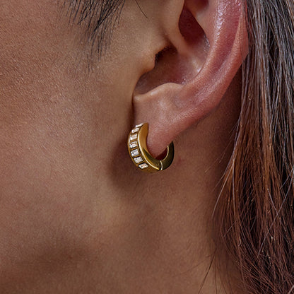 18K Gold Temptation Bling Small Hoop Huggie Earrings