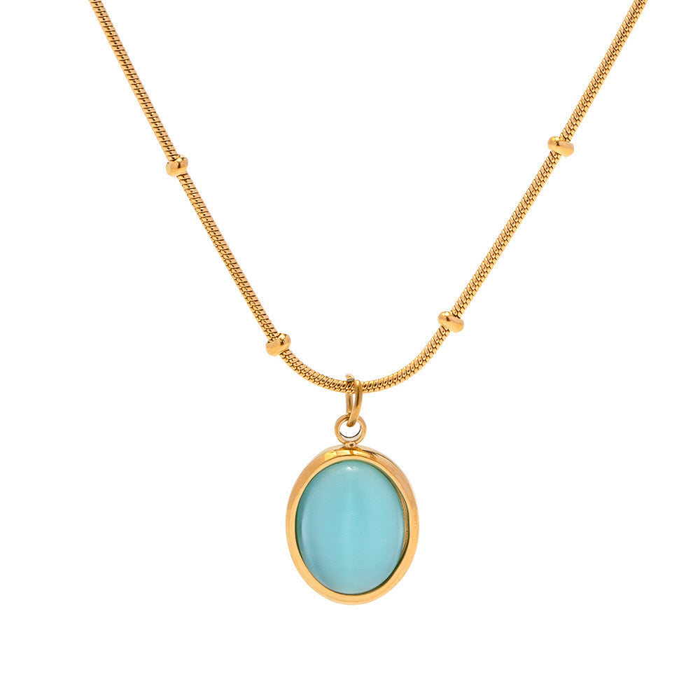 18K Gold Ocean Eye Opal Pendant Necklace