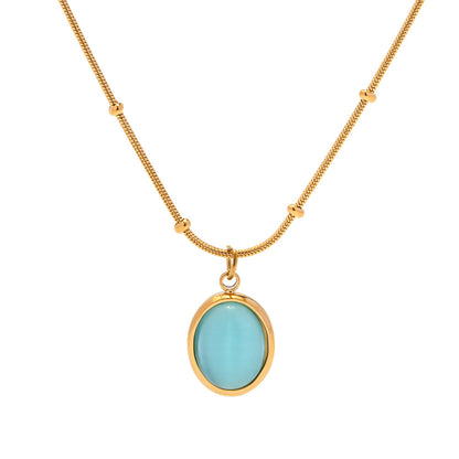 18K Gold Ocean Eye Opal Pendant Necklace