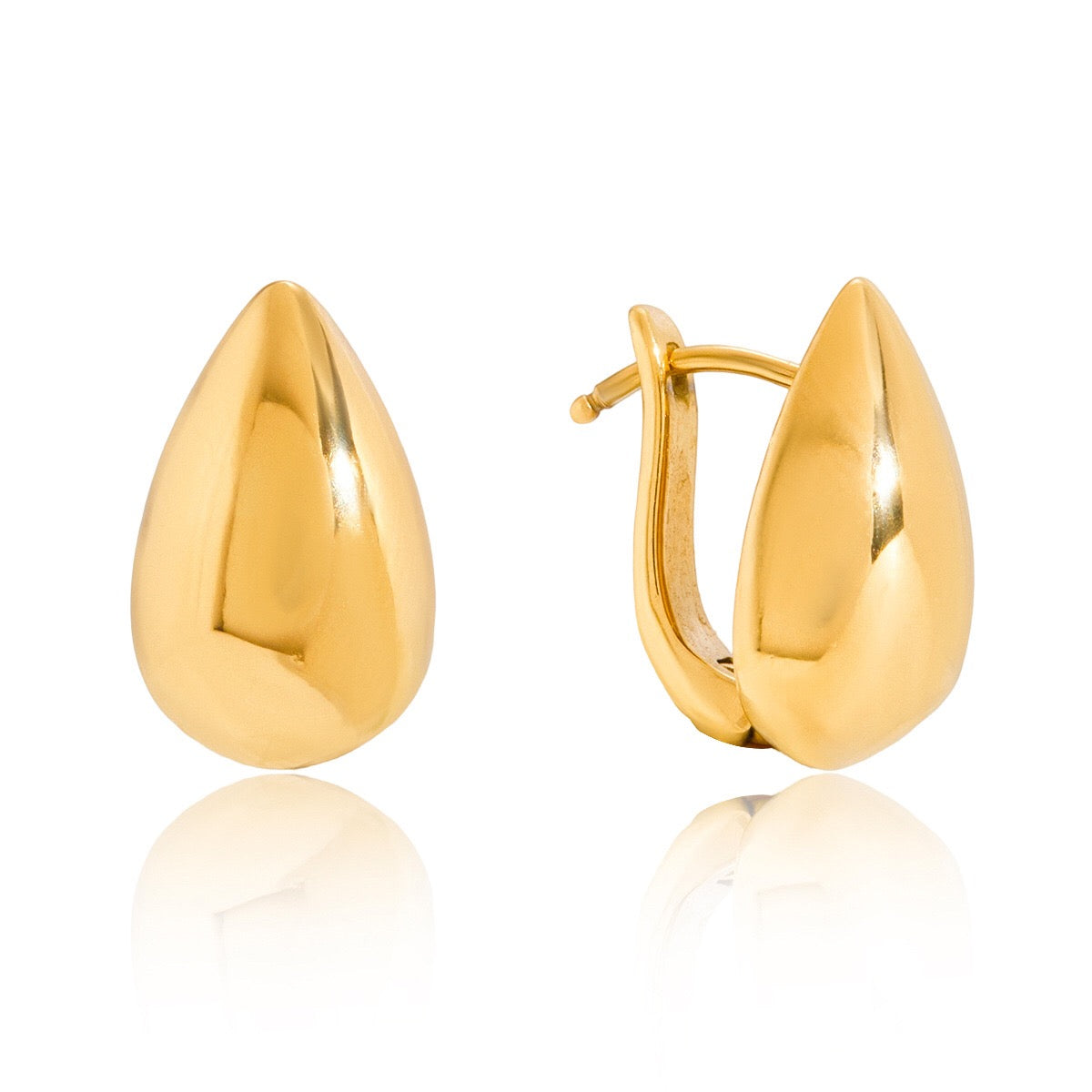 18K Gold Sunkissed Teardrop Statement Stud Earrings Ear Cuff Set