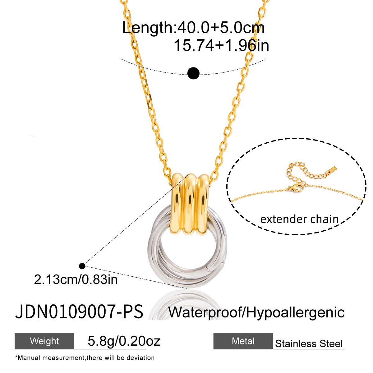 18K Gold and Silver Two Tone Geometric Pendant Necklace