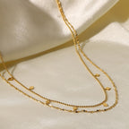 18K Gold Dainty Fringe Chain Layered Necklace