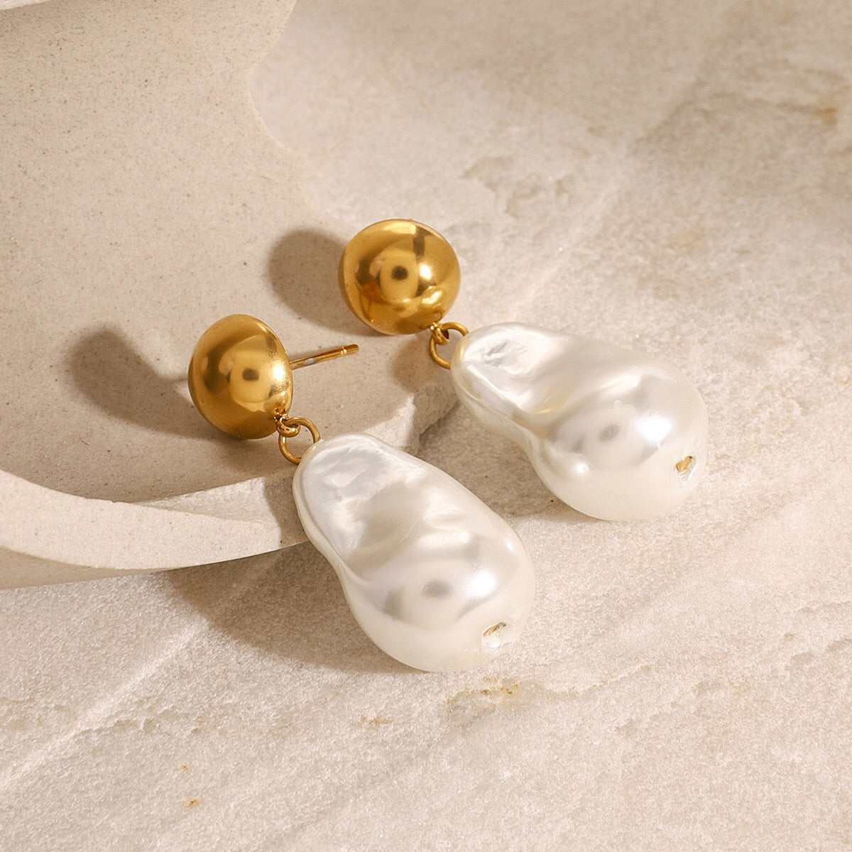 18K Gold Heiress Pearl Stud Dangle Earrings
