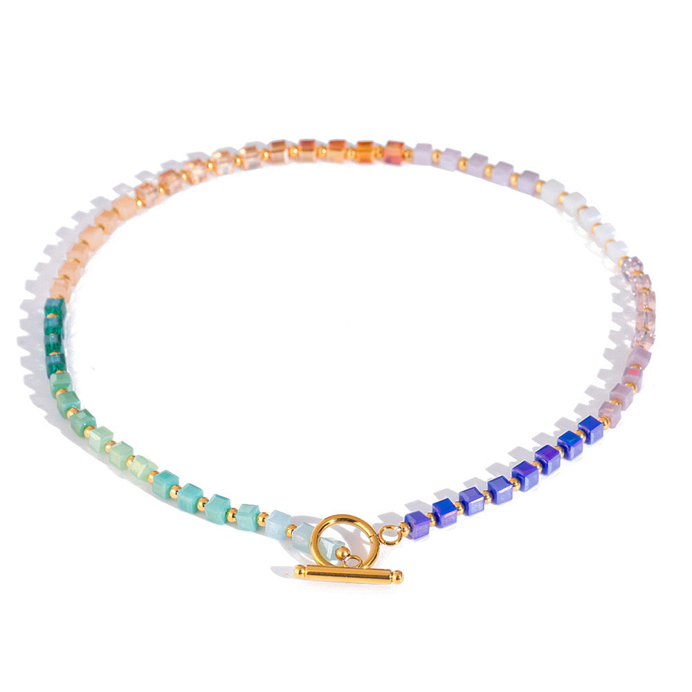 18K Gold Chakra Beaded Toggle Necklace