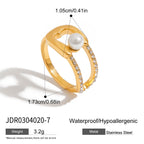 18K Gold Runway Chic Safety Pin CZ Pearl Statement Rings