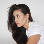 18K Gold Two Tone Plate Statement Stud Earrings