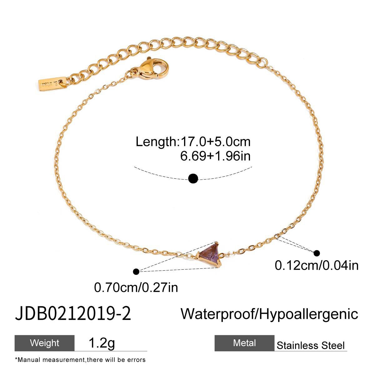 18K Gold Color Birthstone Dainty Chain Bracelet