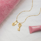 18K Gold Key to Your Heart Charm Pendant Necklace