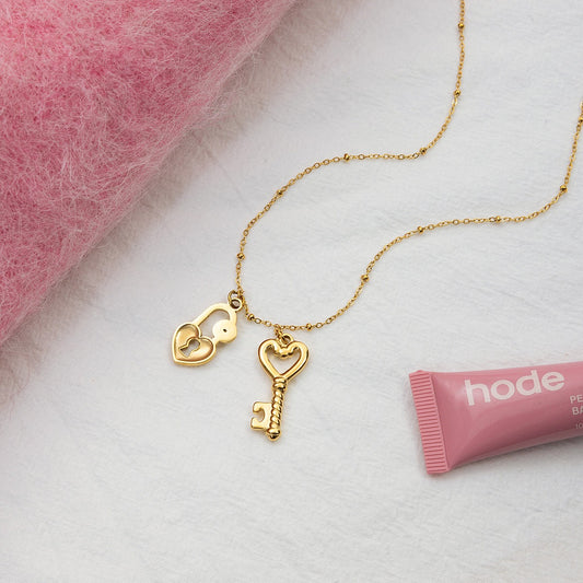 18K Gold Key to Your Heart Charm Pendant Necklace