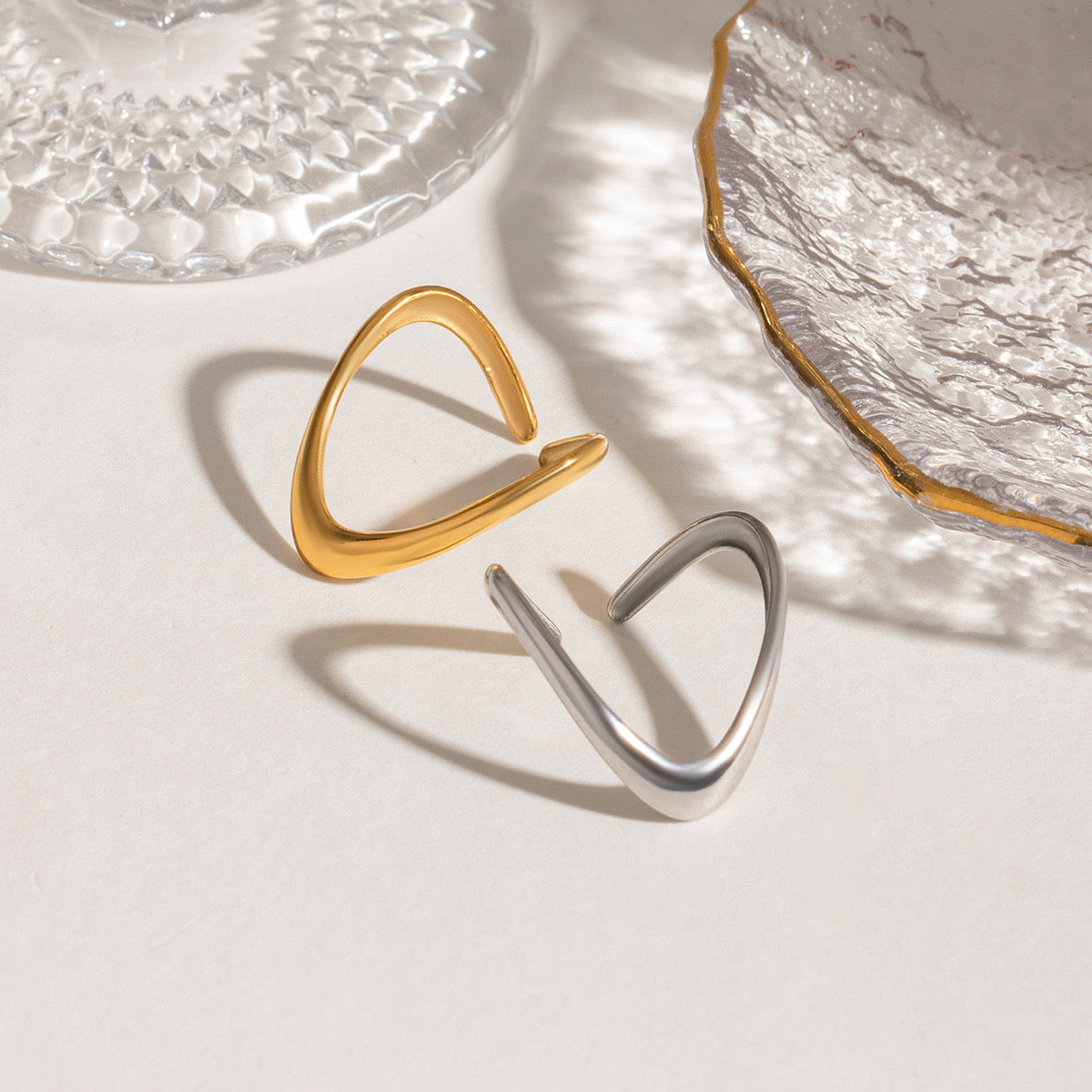 18K Gold Silm Chic Stacking Silver Ring