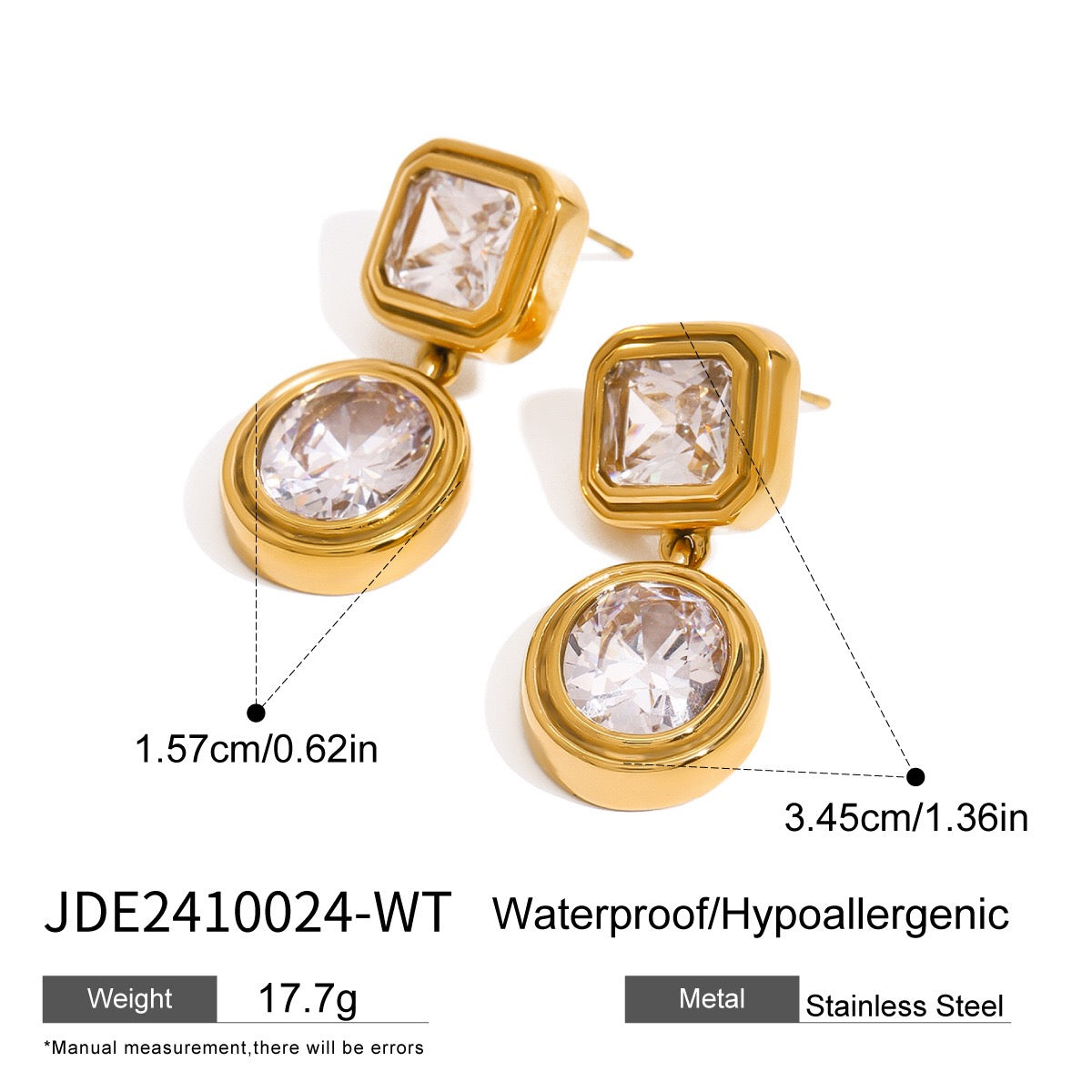18K Gold Glam Icon Statement CZ Dangle Drop Earrings