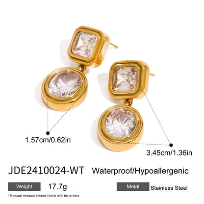 18K Gold Glam Icon Statement CZ Dangle Drop Earrings