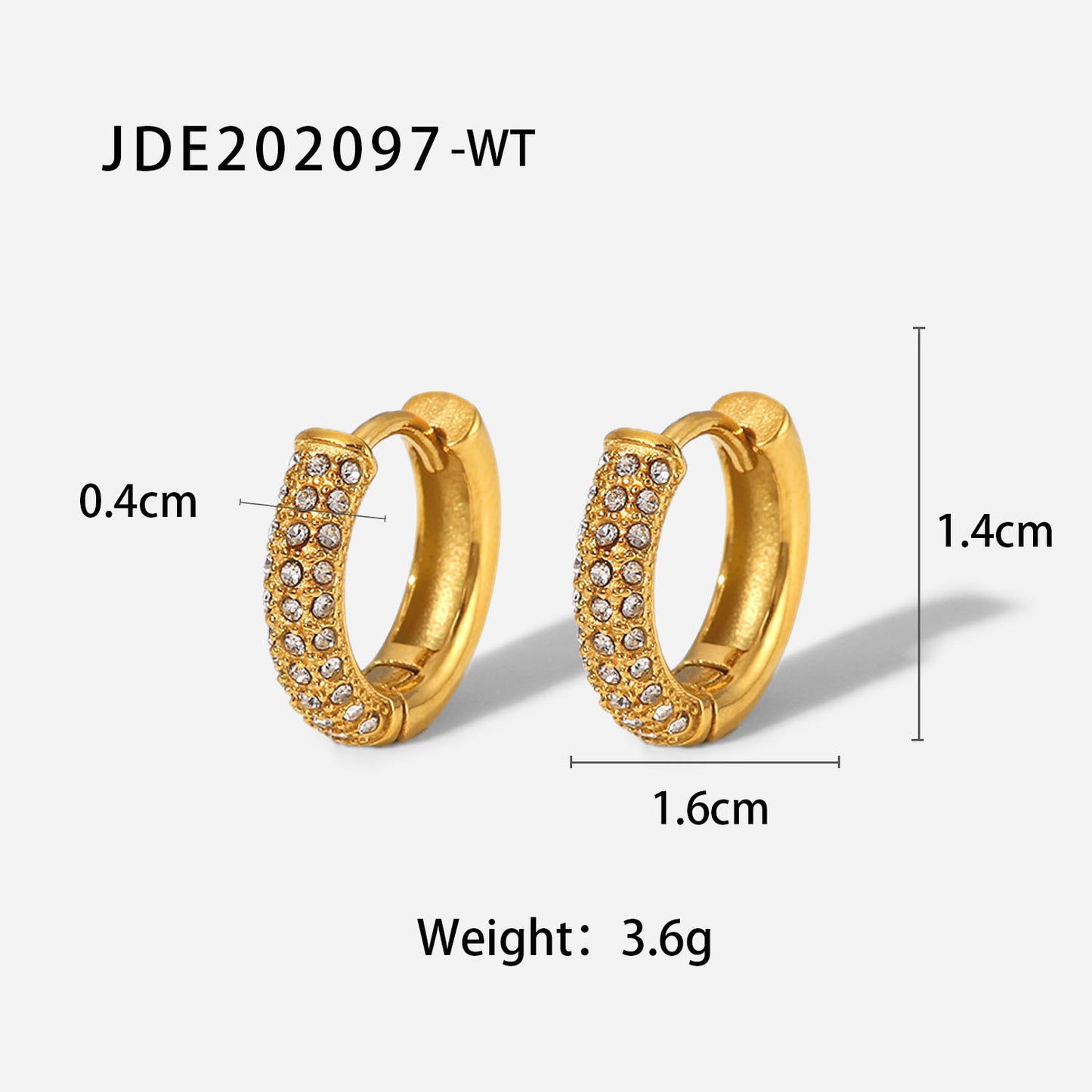 18K Gold Minimalist Bling Small Hoop Huggie Earrings