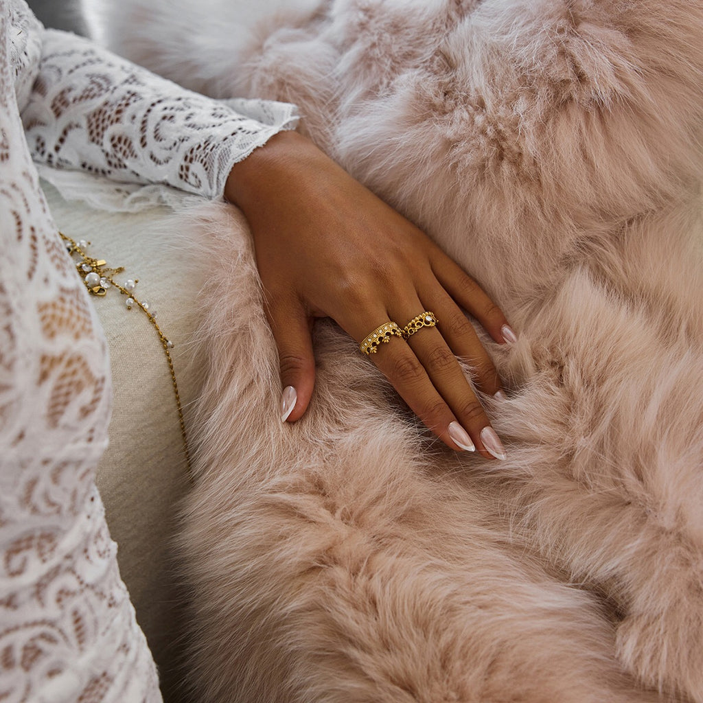 18K Gold Princess Tiara Statement Ring