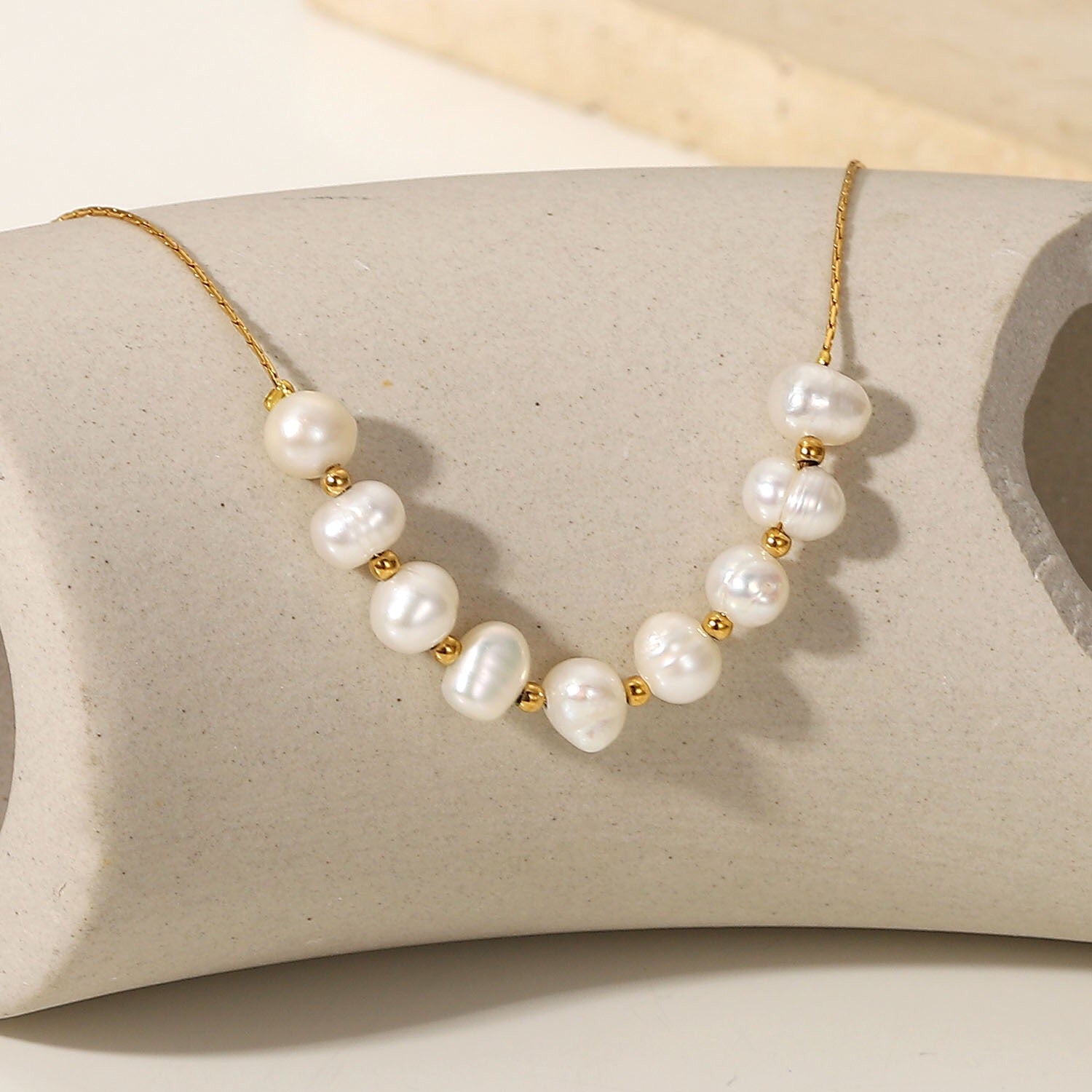 18K Gold Delicate Pearl Bracelet