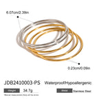 18K Gold and SIlver Two Tone Minimalist Slim Bangle Bracelet Stack