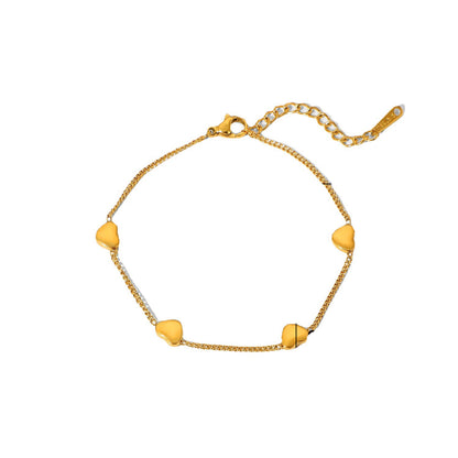 18K Gold Minimalist Heart Bracelet