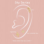 18K Gold Dainty Starry Studs Cartilage Earrings Set