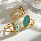 18K Gold Old Money Oval Gemstone Statement Ring