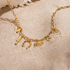 18K Gold Wicked Luck Horseshoe Clover Charm Necklace
