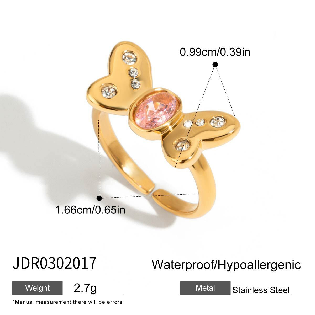 18K Gold Pink Butterfly Curb Chain Necklace