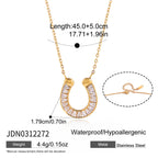 18K Gold Lucky Strike Horseshoe Chunky Statement Pendant Necklace