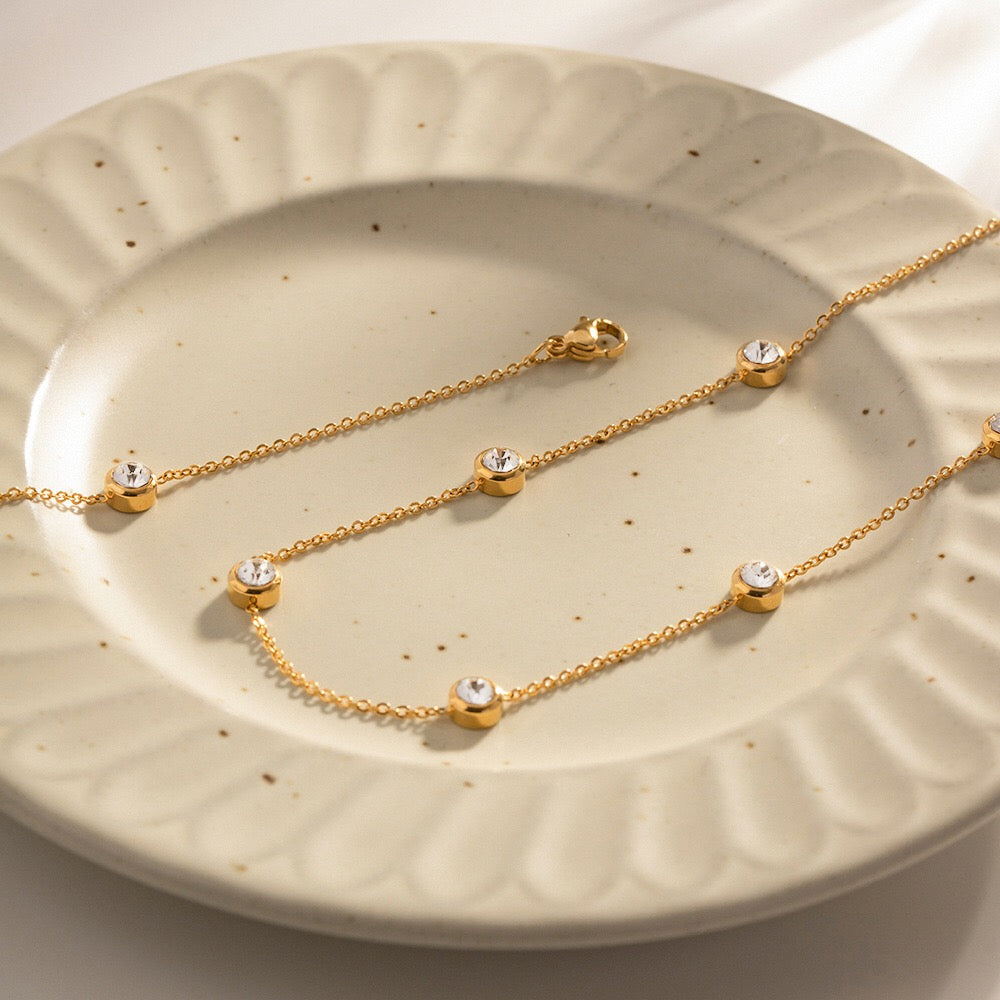 18K Gold Minimal Glow Dainty CZ Chain Necklace