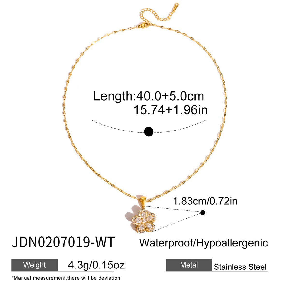 18K Gold Sweet Bloom Spinning Flower Pendant Necklace