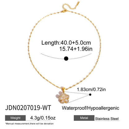 18K Gold Sweet Bloom Spinning Flower Pendant Necklace