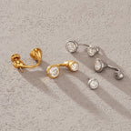 18K Gold and Silver Twin Flame Bezel Jacket Earrings