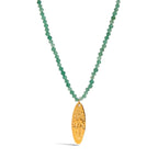 18K Gold Fresh Breeze Green Beaded Pendant Charm Layered Necklace Set