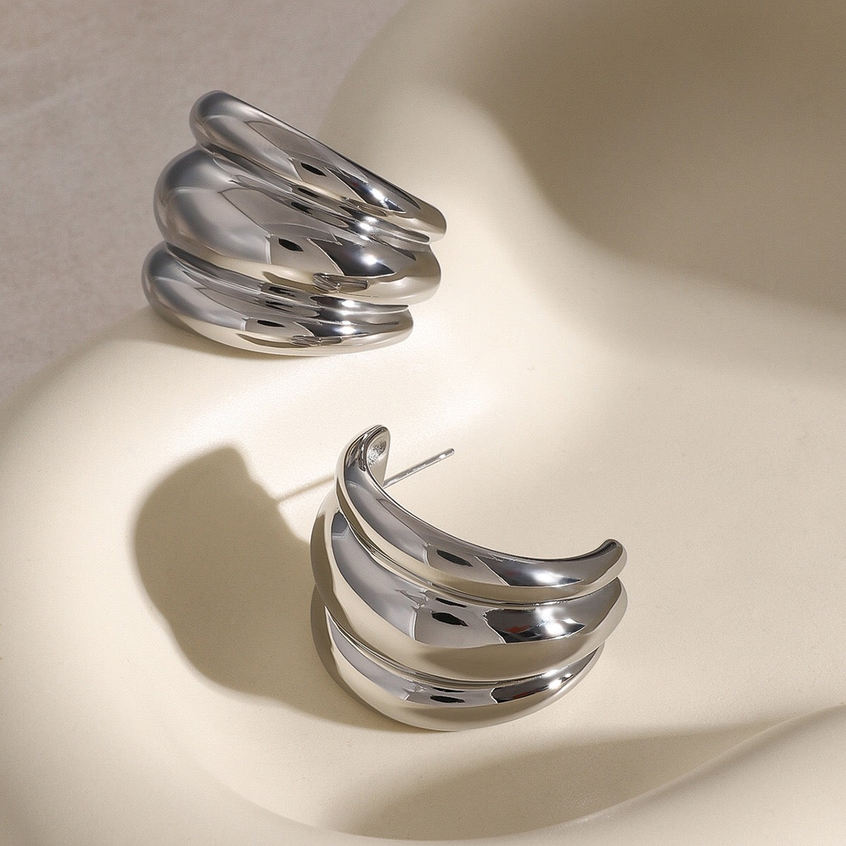 18K Gold Banana Statement Stud Earrings