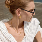18K Gold and Silver Downtown T-Bar Statement Pendant Necklace
