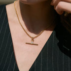 18K Gold and Silver Downtown T-Bar Statement Pendant Necklace