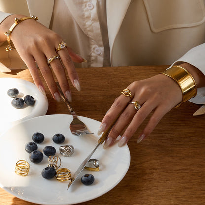 18K Gold Allure Abstract Geometric CZ Cocktail Ring