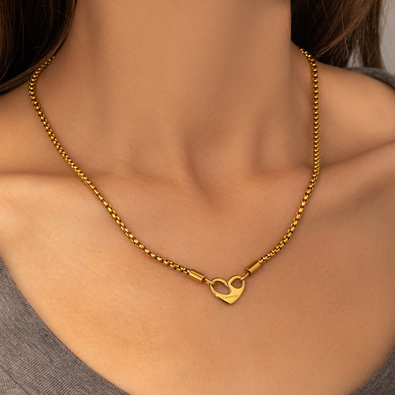 18K Gold I Am Worthy Heart Necklace