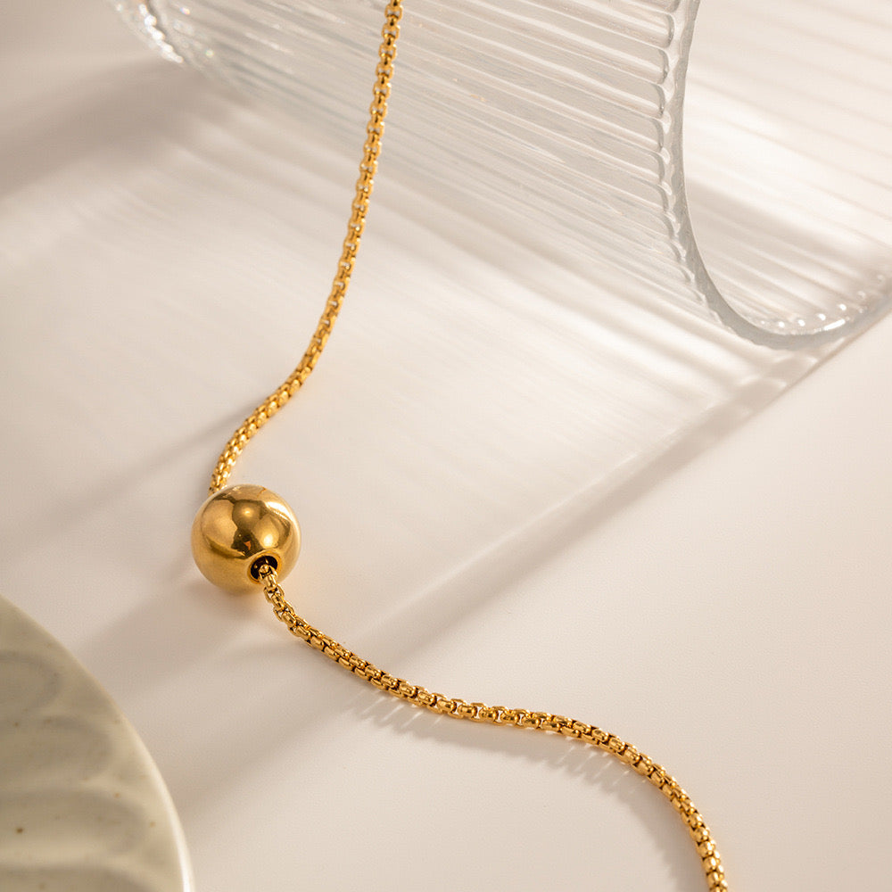 18K Gold Minimalist Bead Pendant Necklace