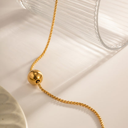 18K Gold Minimalist Bead Pendant Necklace