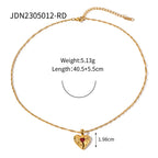 18K Gold Bejeweled Heart Pendant Statement Necklace