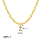 18K Gold Minimalist Glam Herringbone Chain Initial Dainty Necklace