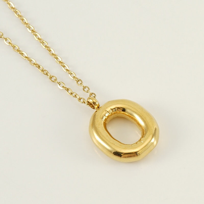 18K Gold Balloon Initial Pendant Necklace